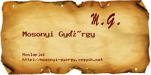 Mosonyi György névjegykártya